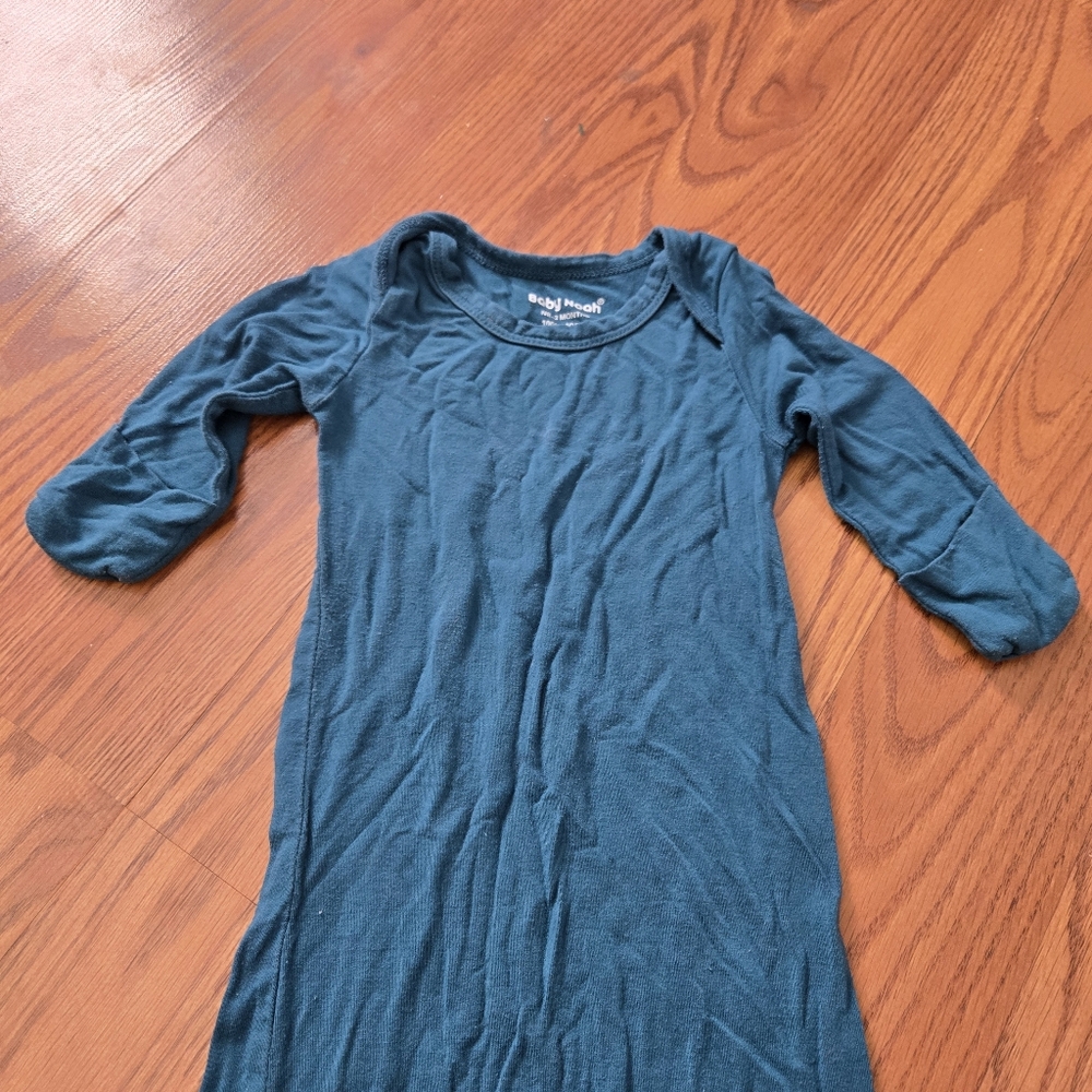Baby Noah Teal Long Sleeve Baby Gown Tie Sleep Sack Newborn Infant Unisex NB-3M - Picture 5 of 7